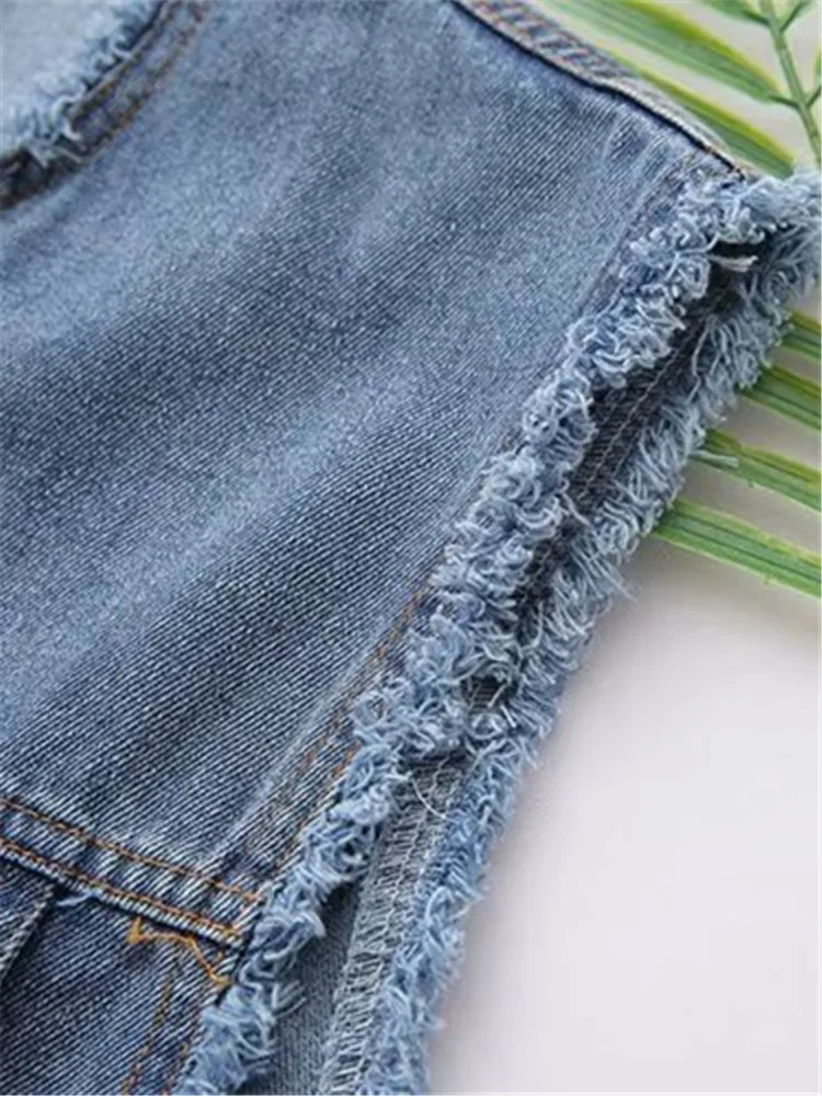 Женская одежда джинсовая куртка на весну и осень Джинсовая безрукавка без