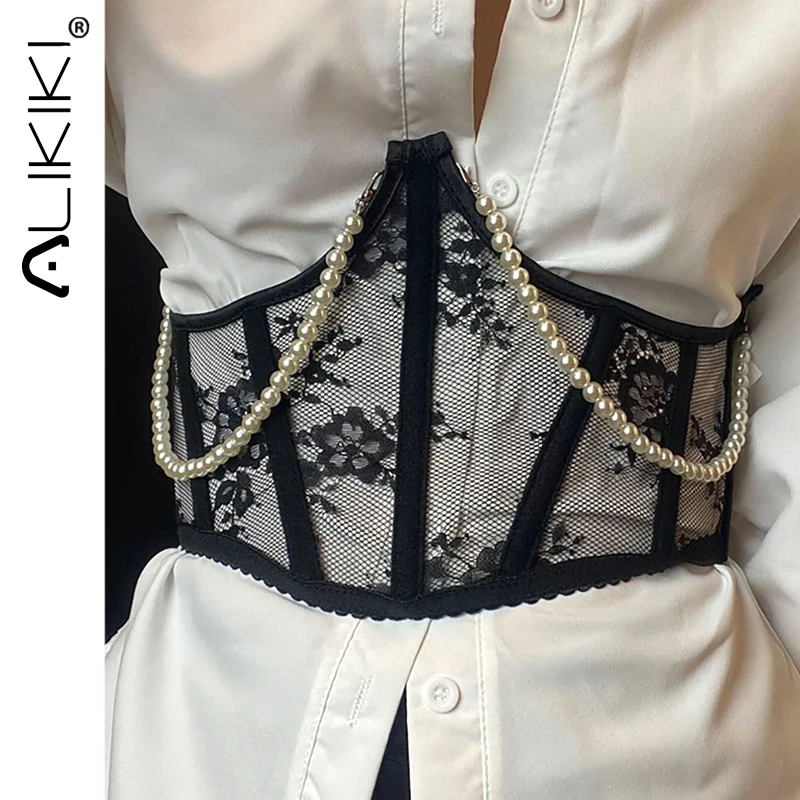 

Sexy Corset Underbust Women Decorative Corset Top Curve Shaper Strap Slimming Waist Belt Chain Lace Waist Corsets Bustier