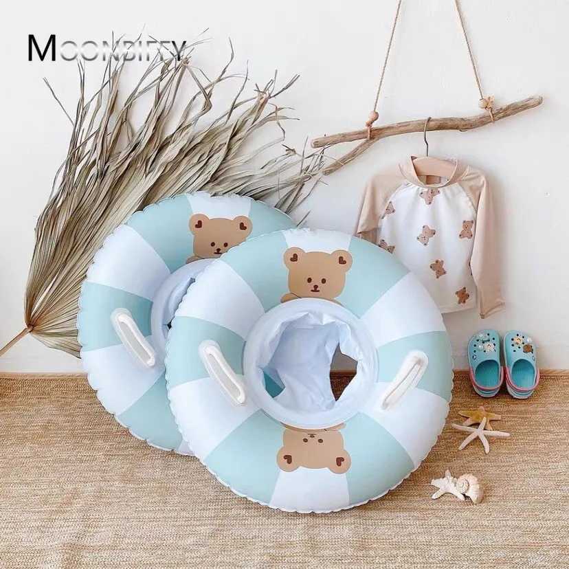 

Swimming Pool Rings Water Toy Cartoon Bear Double Handle Safety Baby Seat Float Swim Ring Inflatable Infant Swim Circle for Kids