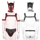 Маска-капюшон для собак, пикантная мягкая латексная резиновая открывающаяся, с повязкой на руку и ошейником, для ролевых игр, шлем для взрослых, для косплея