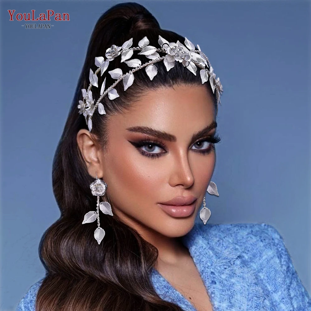 

YouLaPan HP513 Shiny Bridal Tiara Wedding Headdress Leaf Headband for Woman Hair Accessories Pageant Headwear Bride Headpiece