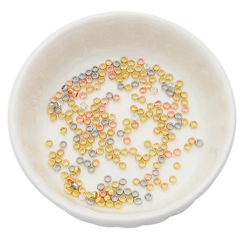 200pcs 14K/18K 2mm 2.5mm Copper Plated Positioning Beads Necklace Fixing Positioning Tube for Diy Accessories Jewelry Making