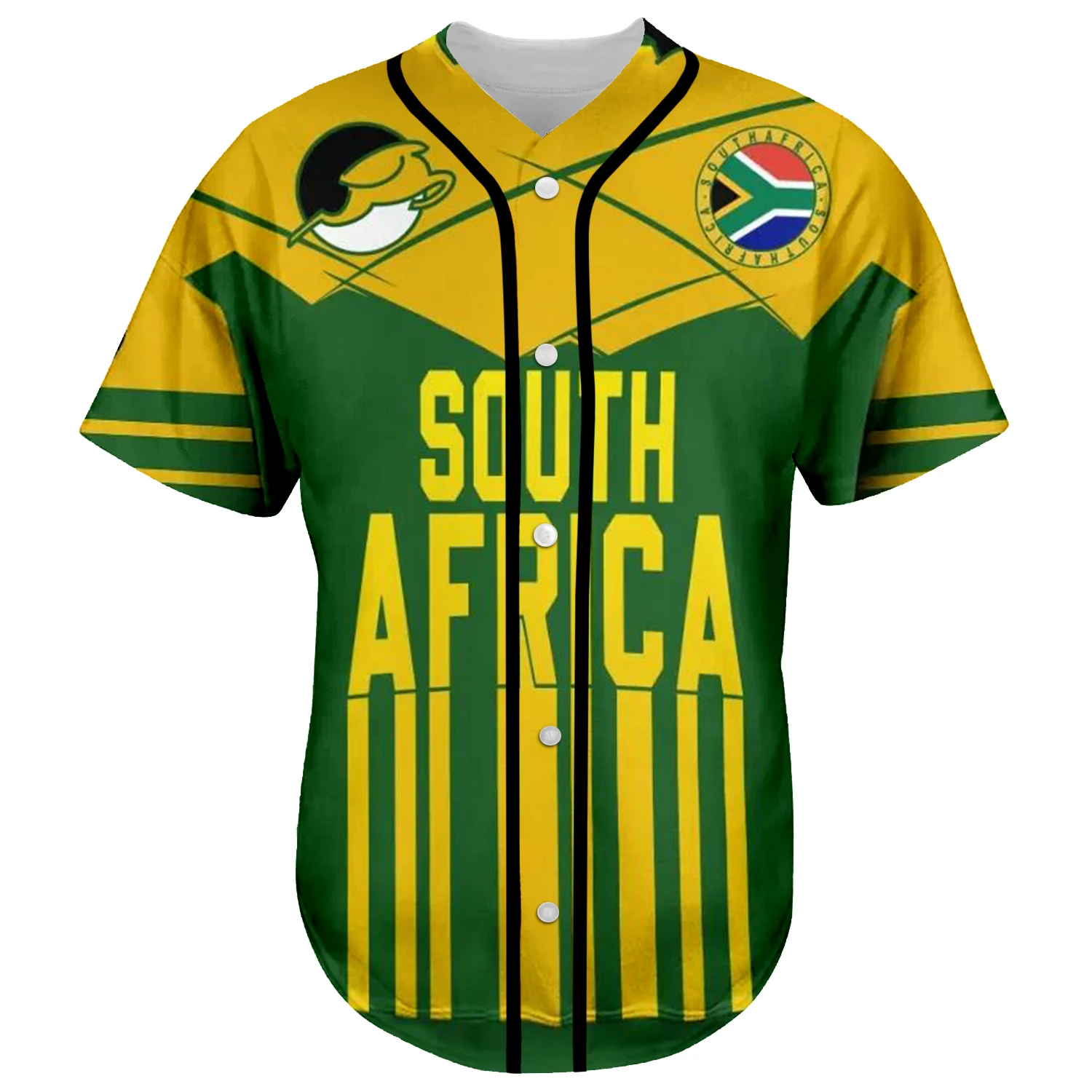 Black History County South Africa Springbok Rugby Tribe Tattoo 3DPrint Summer Harajuku Baseball Jersey Shirts Short Sleeves X2
