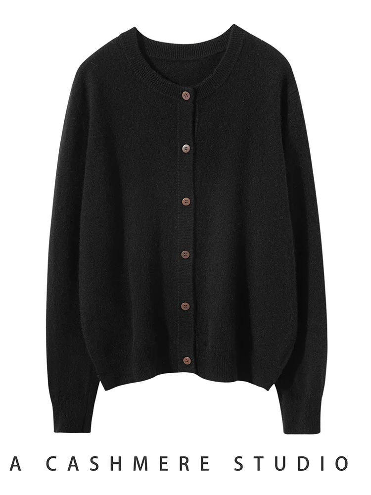 Женский кашемировый кардиган Devin тонкий свитер с круглым вырезом и длинным