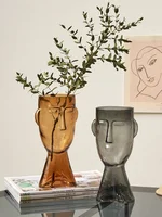 Creative Face Art Vase Decoration Living Room Flower Arrangement Hallway Dining Table Glass Decoration Crafts