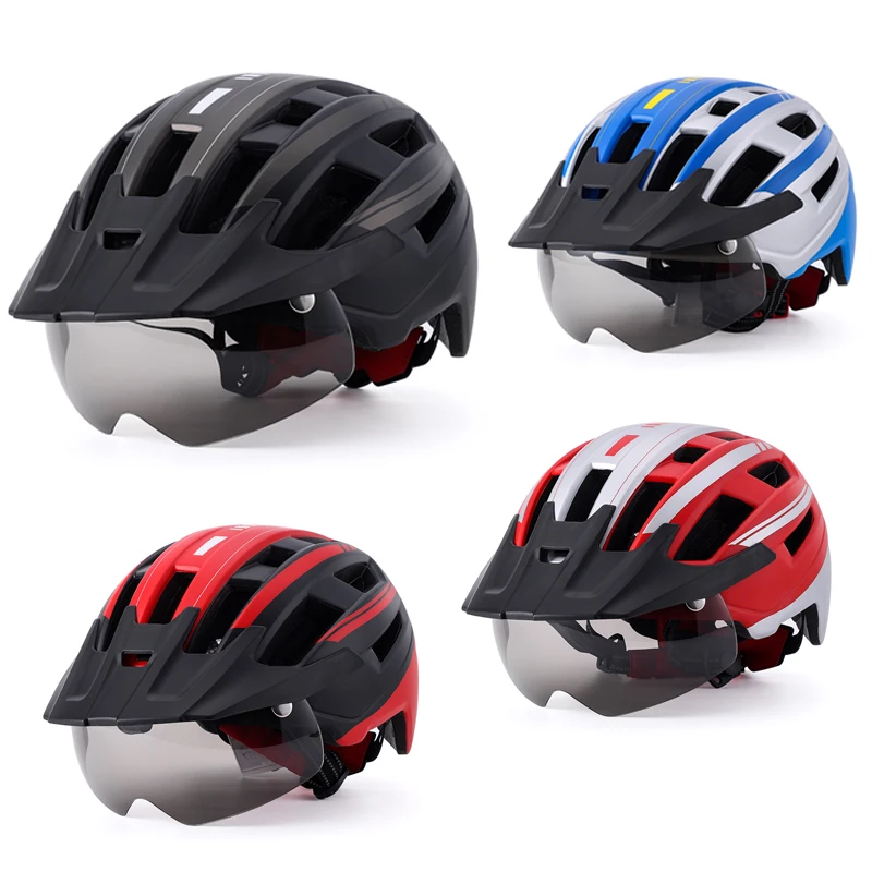 

Ultralight Cycling Safety Helmet Outdoor Motorcycle Bicycle Taillight Helmet Removable Lens Visor Mountain Road Bike Helmet Outd