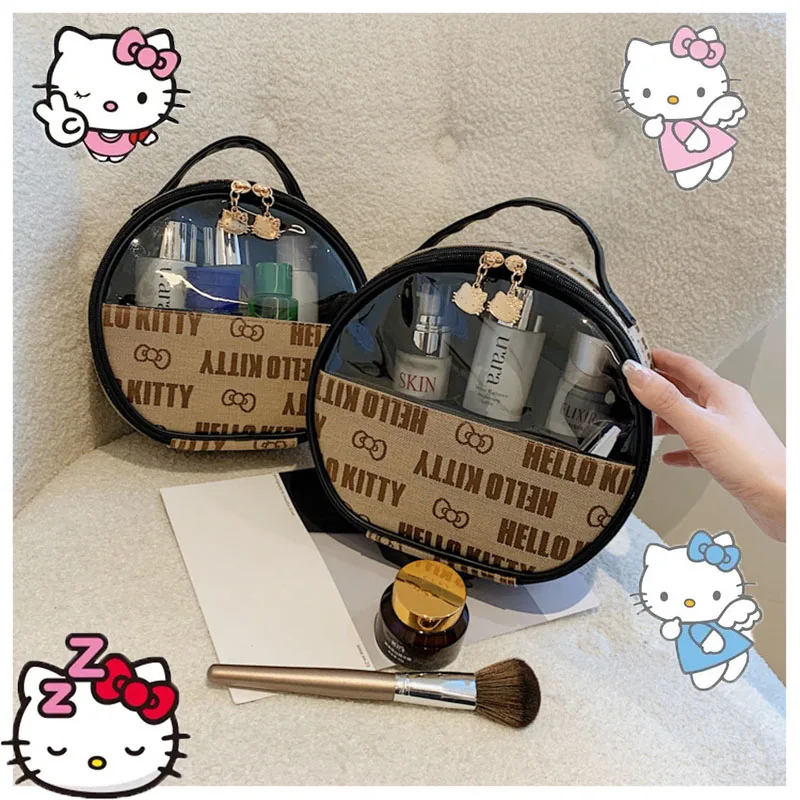 

Холщовый косметический чехол Hello Kitty для женщин, дорожный органайзер для мелочей с аниме рисунком, милый Подарочный чехол для покупок Hellokt дл...