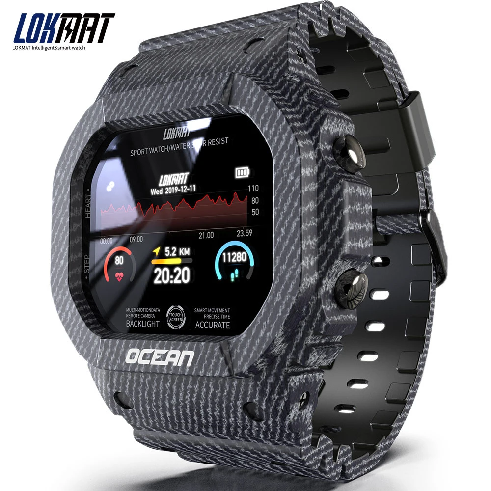 

LOKMAT Ocean Smart Watch 1.14 Inch Screen Men Fitness Tracker Blood Pressure IP68 Waterproof Heart Rate Monitor For Android IOS