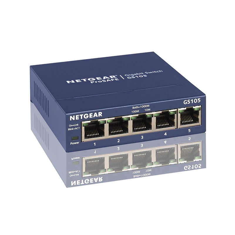 Netgear GS105 Gigabit Switch 5-Port 10/100/1000 Gigabit Ethernet ,Bandwidth 10 Gbps ,Unmanaged Desktop Switch