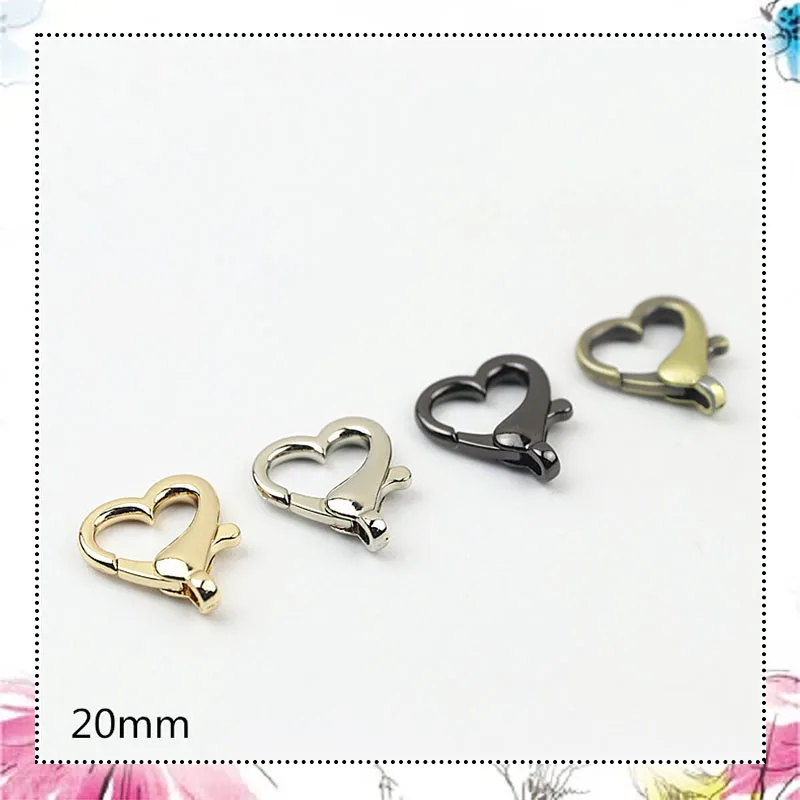 20Pcs Mini 17x20mm Heart Metal Lobster Swivel Trigger Buckle O Ring Hook Clasp Snap Bag Strap Backpack Connector Diy Accessories