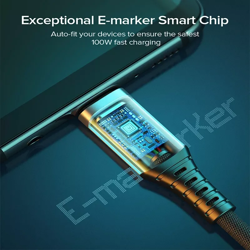 Фото Кабель INIU PD 100 Вт USB C на USB Type C, кабель для быстрой зарядки телефона, шнур для передачи данных для Huawei Redmi S20 S9 Macbook Pro №5
