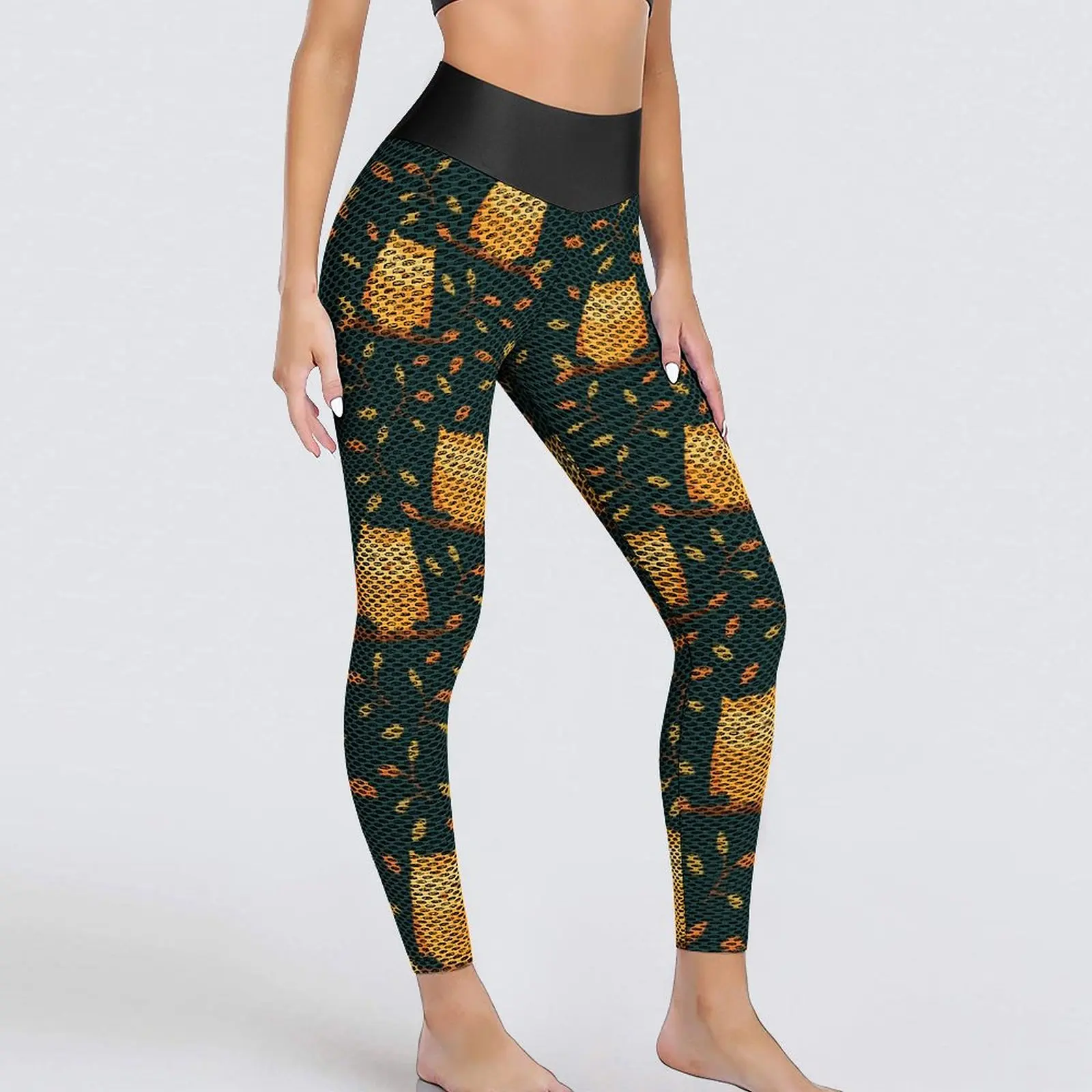 

Cute Sleeping Owl Leggings Cartoon Animal Gym Yoga Pants Women Push Up Retro Leggins Elastic Sport Legging
