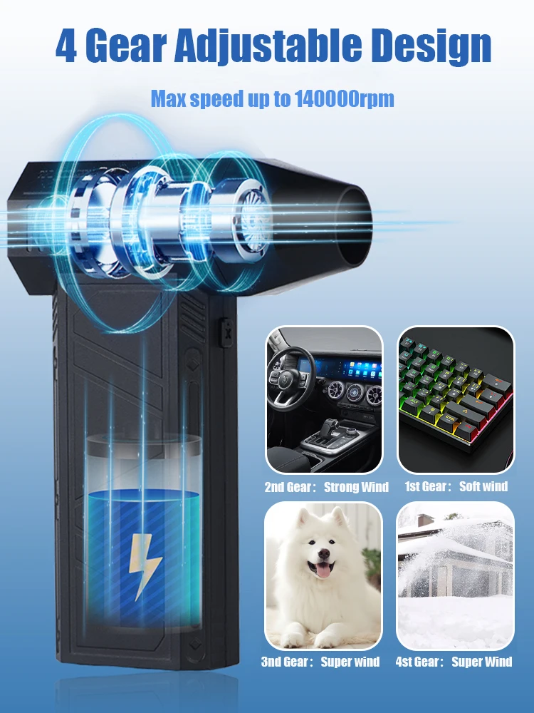 Пылесос с зарядным устройством типа C 140000 об/мин 52 м/с X3 Насильственный вентилятор