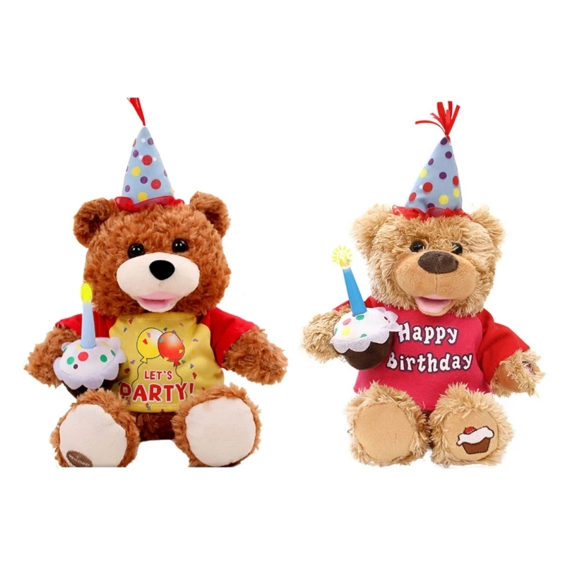 

Musical Plush Bear Cute Stuffed Animal with Cupcake and 13inch Height Sleeping Aids Gifts for Boys Girls