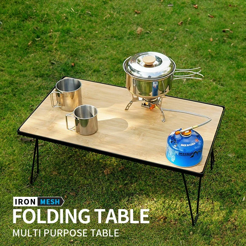 Складной бамбуковый походный стол с сетчатой поверхностью портативный уличный