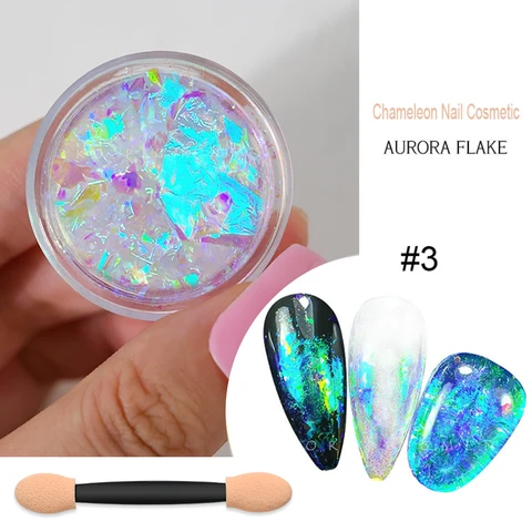 1 банка, блестящие опаловые хлопья для ногтей-хамелеона, синие голографические Аврора, ультратонкие снежинки, блестки для ногтей, хромированные хлопья для ногтей «Русалка»