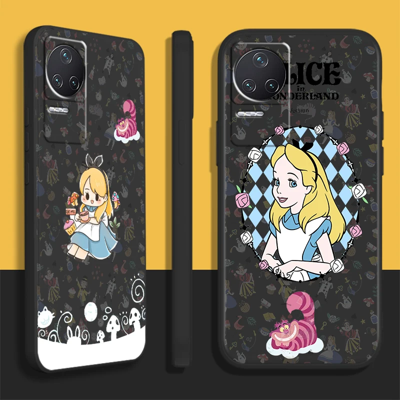 

Disney Alice in Wonderland For Xiaomi Redmi K50 K40 Gaming K30 K30S 10 10C 10X 9A 9 9T 9C 9AT 5G Liquid Rope Phone Case