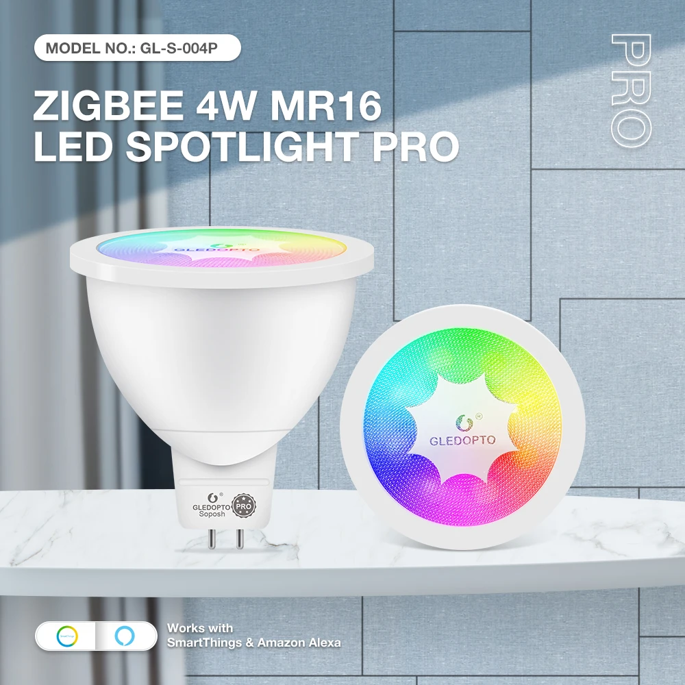 

4PCS Gledopto Smart Home RGBCCT LED Spotlight Lamp Zigbee 4W MR16 Pro With 30/120 Degree Beam Angle For Bedroom Corridor Kitchen