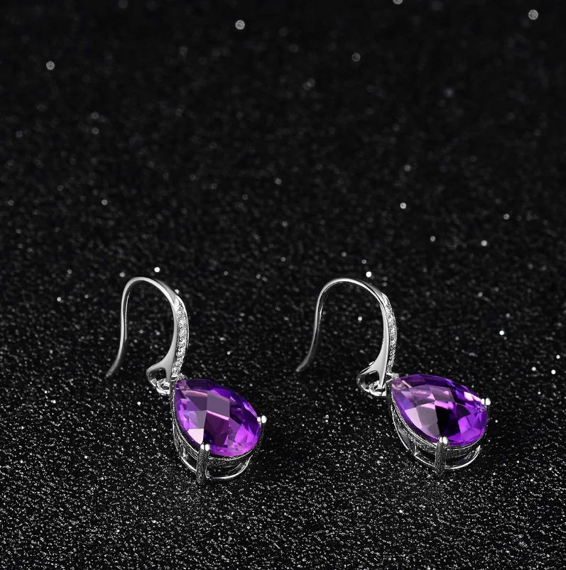 

ANGLANG Fashion Water Drop Shaped Drop Earrings with Purple Cubic Zirconia Statement Earrings Wedding Party Jewelry for Women