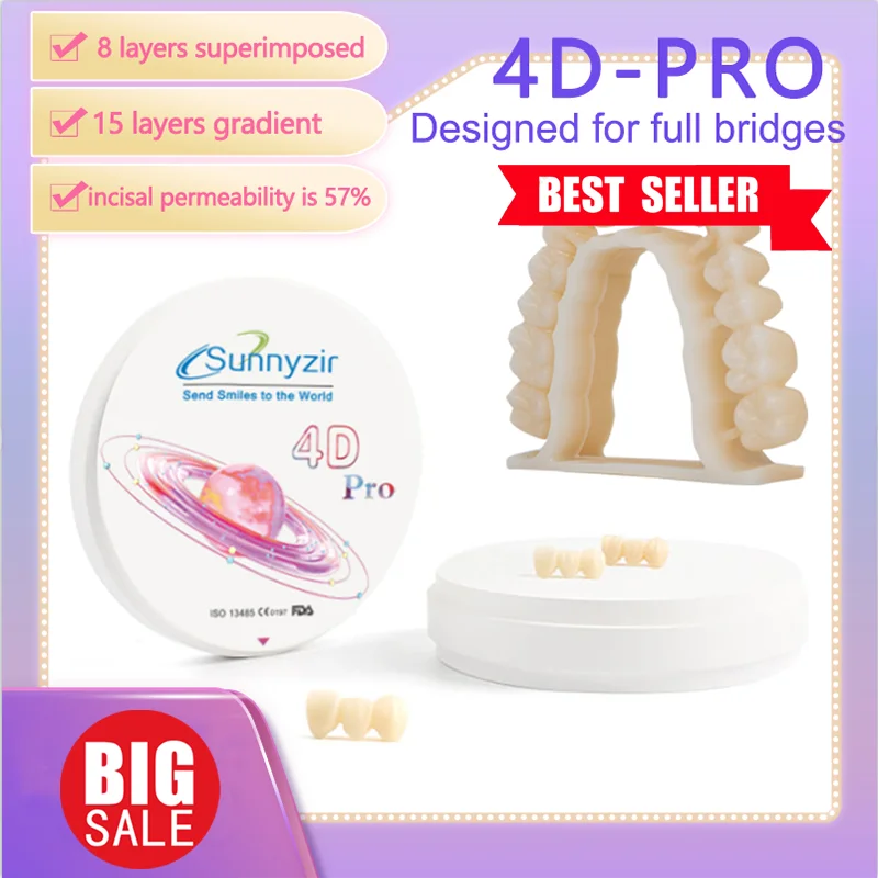 57% 4D Pro Multilayer Zirconia Blocks Disc For Dental CAD CAM Lab Implant Zirconium Blank For Porcelain False Teeth