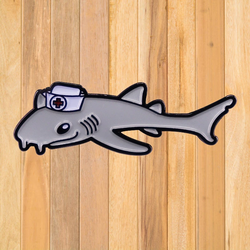 

A1106 Cute Cartoon Shark Brooches for Clothes Enamel Pins Badges Lapel Pins for Backpacks Jewelry Accessories nurse Gifts