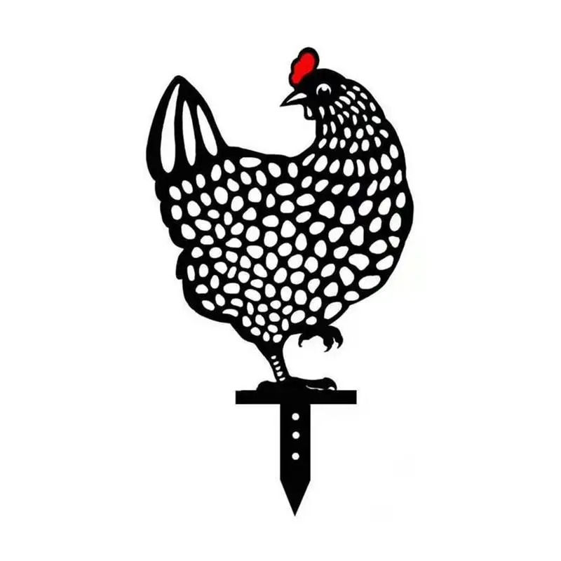 

Gardening Ornaments Chicken Silhouette Stakes Acrylic Sculpture Yard Art Simulation Farm Animal For Garden Decoration Outdoor