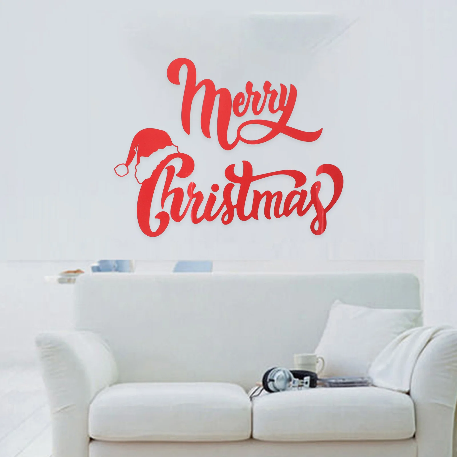 Веселые рождественские наклейки на стены шляпа Санта-Клауса стену ПВХ