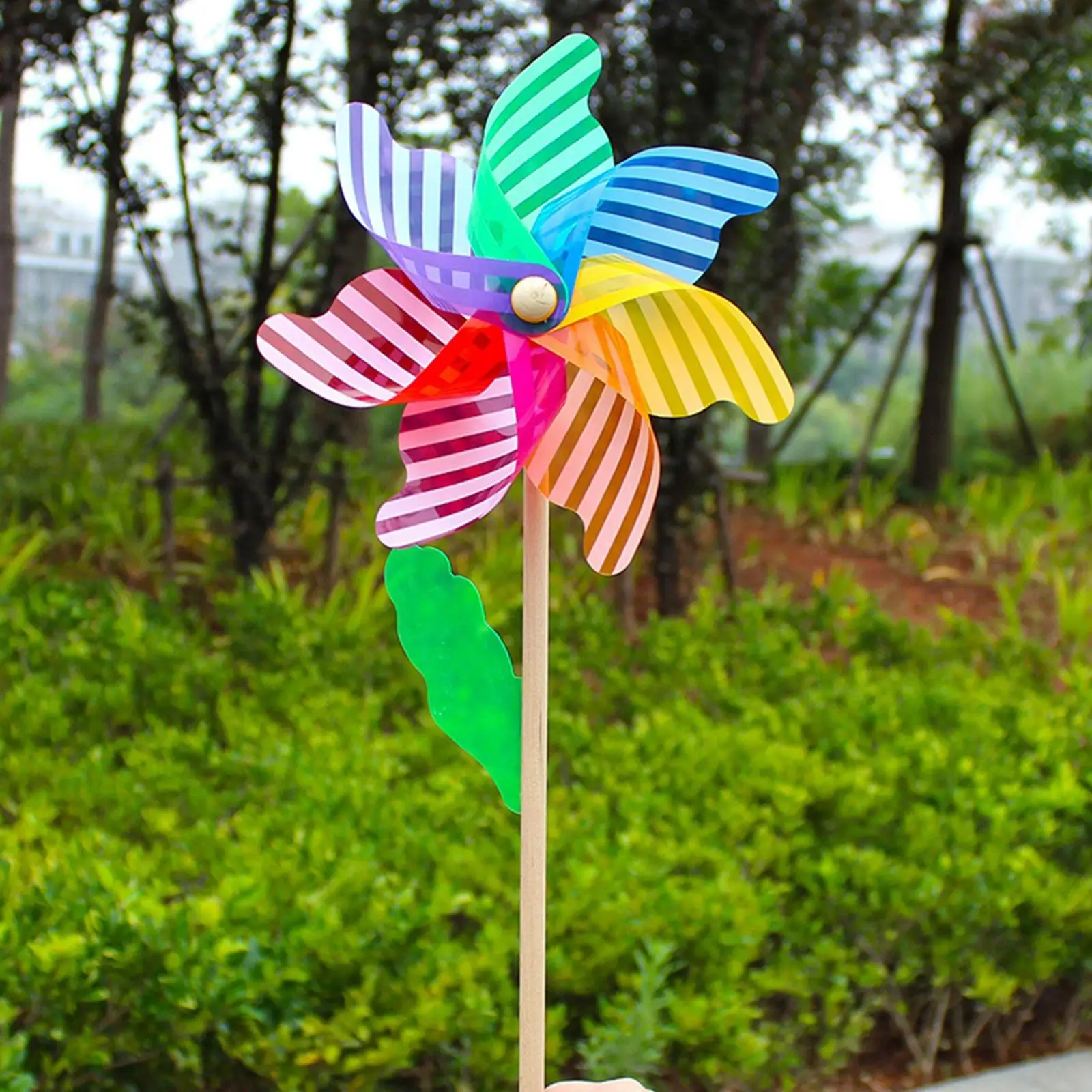 

Garden Pinwheels with Wooden Pole Lawn Decoration for Garden, Lawn, Patio,