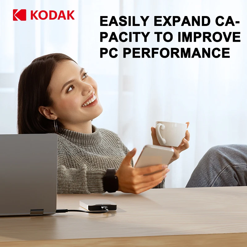 Фото Внешний портативный жесткий диск Kodak P232 Dual 500 ГБ, 5 Гбит/с, 1 ТБ, USB 3.0, 2,5 дюйма, PHDD для ПК, PS5, ноутбуков и настольных компьютеров №3