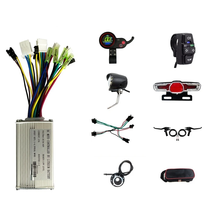 

E-Bike 17A Sine Wave Brushless Controller Controller 36V 48V 250W 350W With KT V889 Display E-Bike Light Kit