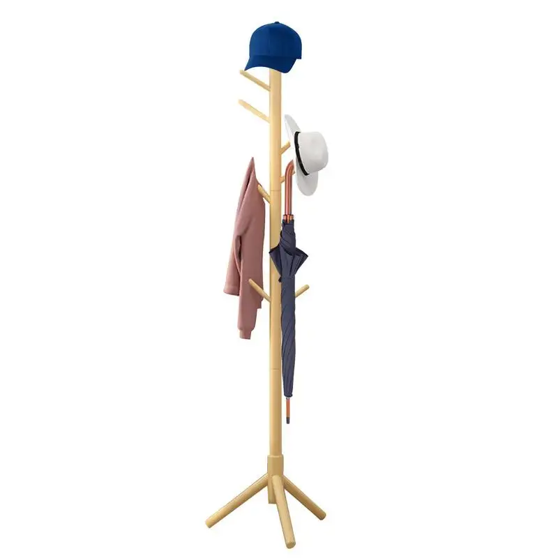 

Coat Tree Stand Wood Floor Standing Coat Rack Standing Coat Tree Floor Rack With 8 Hooks Hall Tree Scarf Rack Hanger Stand