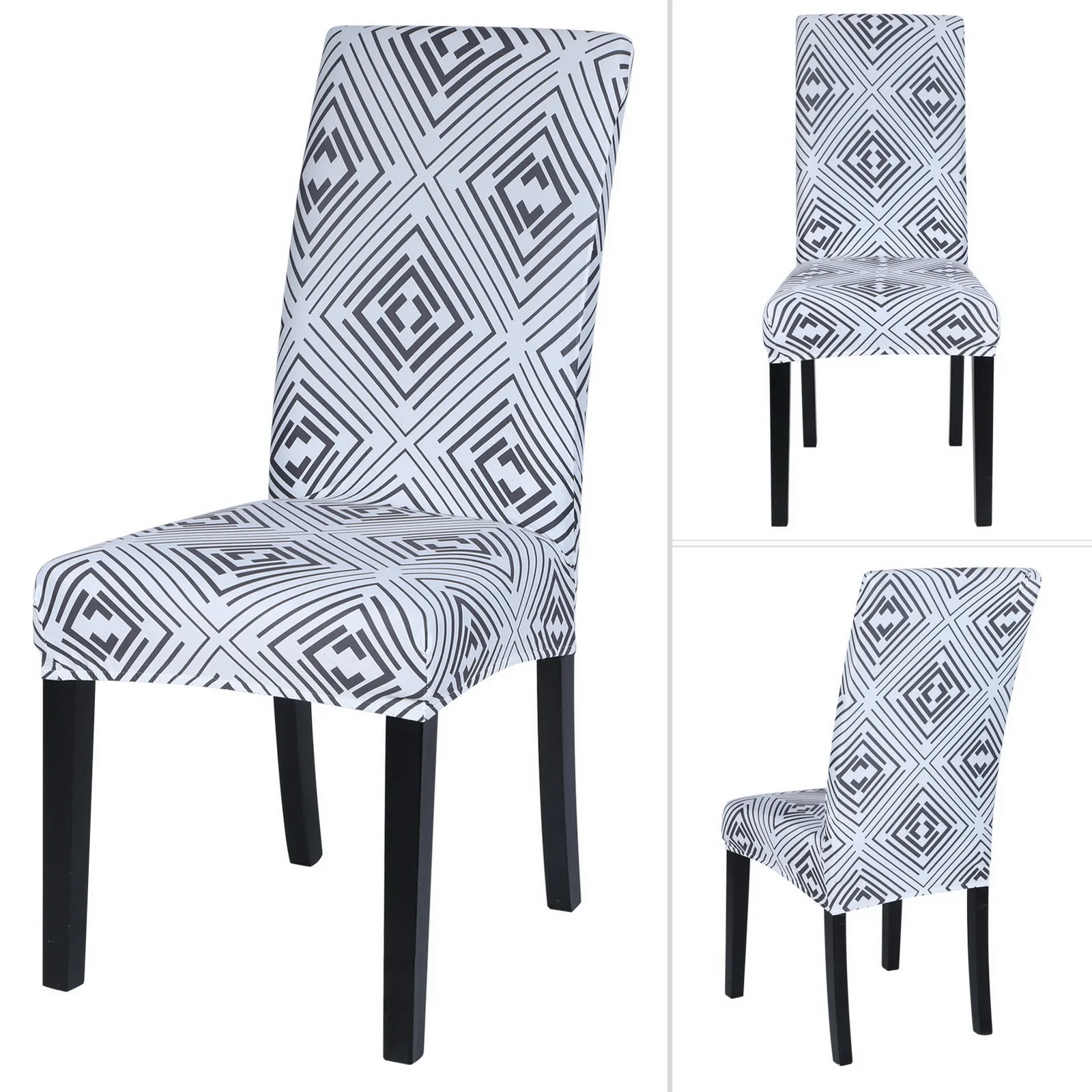 

6 Stretch Seat Chair Covers Floral Printed Elastic Chair Cover Spandex Slipcovers For Dining Room Wedding Banquet Hotel