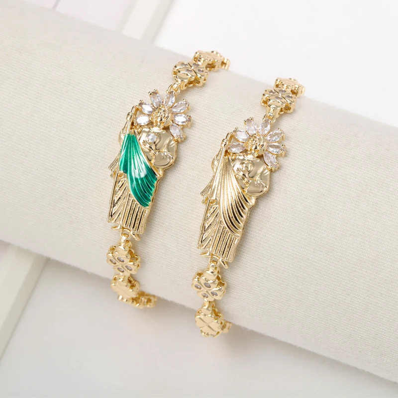 Роскошный браслет San Judas в виде серых птиц кубинский с бусинами религиозные