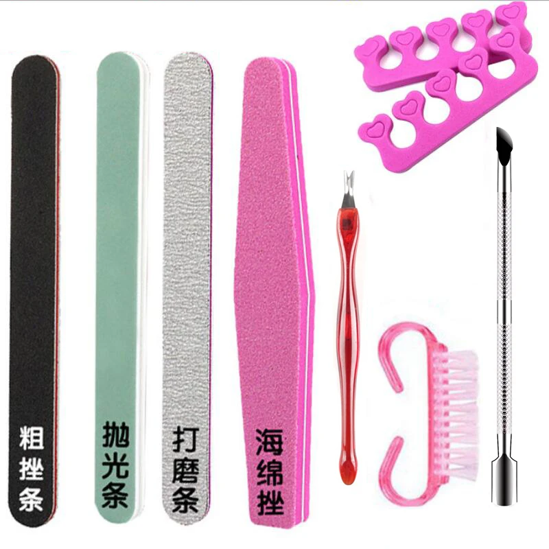 9pcs/Set Nail Set Art Sand Files Buffer Sponge Block Brush Cuticle Pusher Gel Polish Kit Acrylic Manicure Tools uñas Accesorios