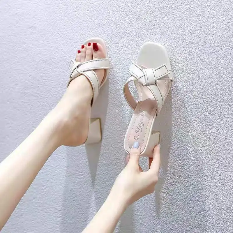 Сандалии женские из ПУ кожи элегантные Босоножки с открытым носком бантом без