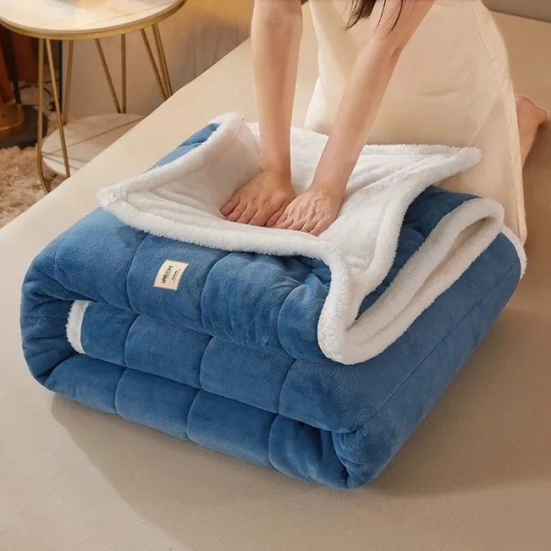 Коралловый флис осенне-зимние теплые одеяла для кровати 3-слойное утолщенное