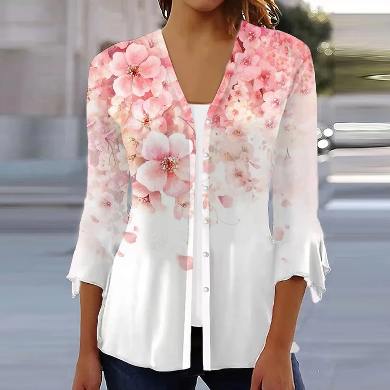 

women shirt Fashion Casual loose long-sleeved shirt women Elegant printed temperament tops Women blusa mujer moda 2023