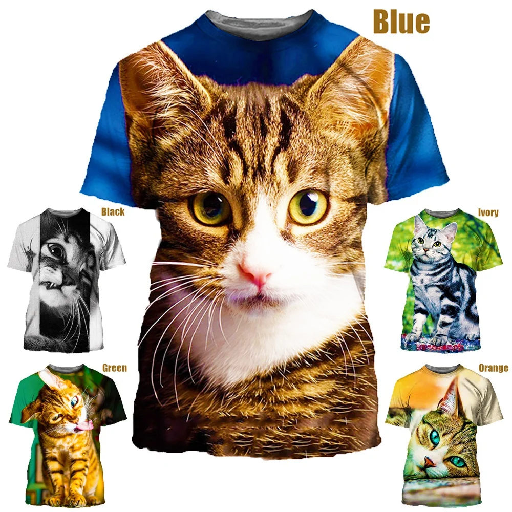 

New Fashion Design Cute Cat Printing 3D T-shirt Men/Women's Casual Funny Cute Kitten Graphic Printing Short-sleeved Shirt Tops