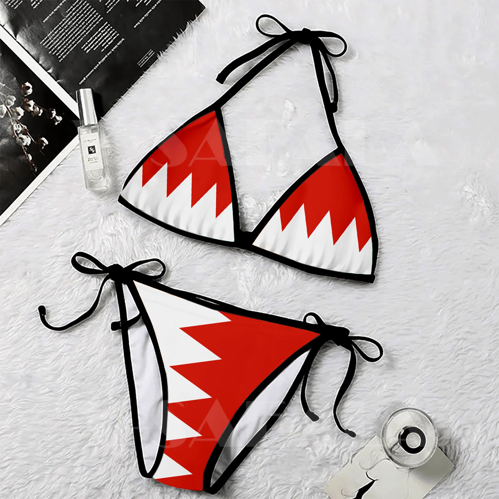

Beautiful Bahrain Flag Coat Of Arms Patterns 3D Print For Womens Micro Bikini Set Summer Beachwear Sexy Beach Bathing Suits