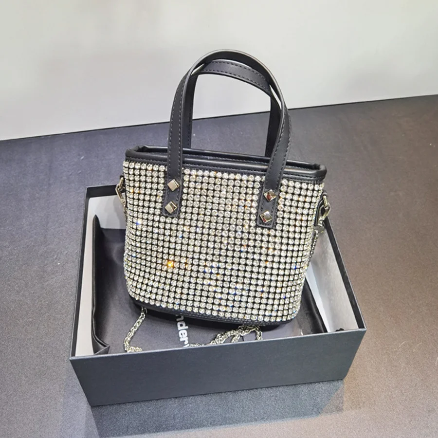 

Роскошные вечерние сумки со стразами, дизайнерские женские сумки из прозрачной сетки, блестящая женская маленькая сумка-тоут, Женский кошелек-ведро, 2022