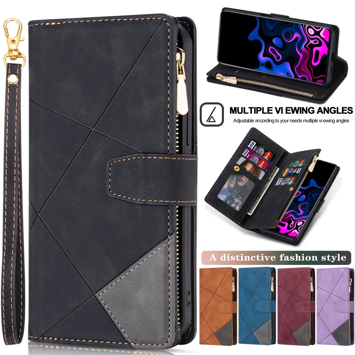 flip leather case for xiaomi mi 11 11t pro lite 11i 10t poco x4 x3 f3 m4 m3 gt nfc 5g 9 cards slot zipper wallet phone bag cover free global shipping