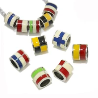 2pcs stainless steel national flag colorful enamel slider spacer beads for diy boho necklace bracelet jewelry making supplies