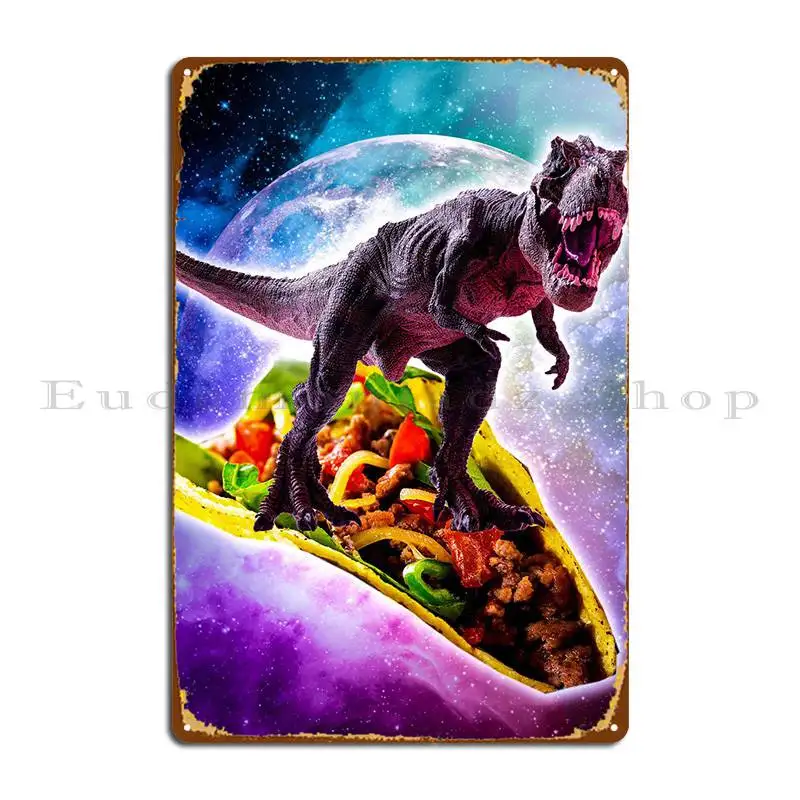 

Динозавр езды Taco металлический знак гостиная проектирование клуба Ретро персонализированный оловянный знак постер