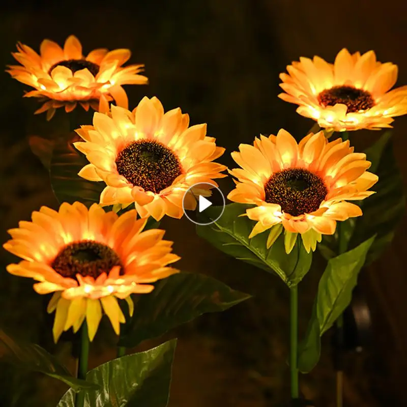 

LED Sunflower Solar Lamp Garden Decoration Flower Landscape Lights Smart Light Control Lawn Lamps For Yard Pathway Wedding Decor