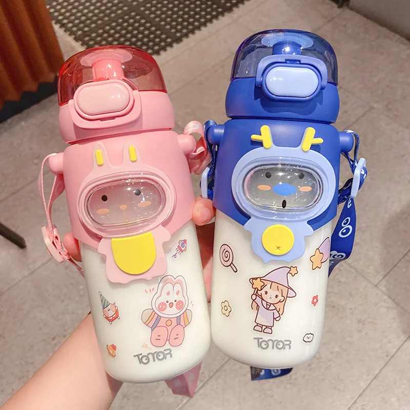

Детская чашка для воды, Женский Милый Летний пластиковый чайник с соломинкой, уличная портативная чашка из тритана, большая емкость