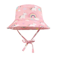 kids pink unicorn bucket cap sun shading fisherman hat in spring and summer baby cute portable hat