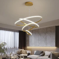 modern pendant lamp led rings circle ceiling hanging chandelier black loft living dining room kitchen indoor lighting fixture