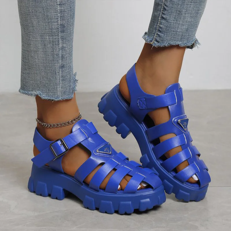 New Luxury US Designer Womens Sandals Wrap Toe Hollow Outs Thick Bottom Roman Ladies Casual Shoes Non-slip Outdoor Beach Shoes