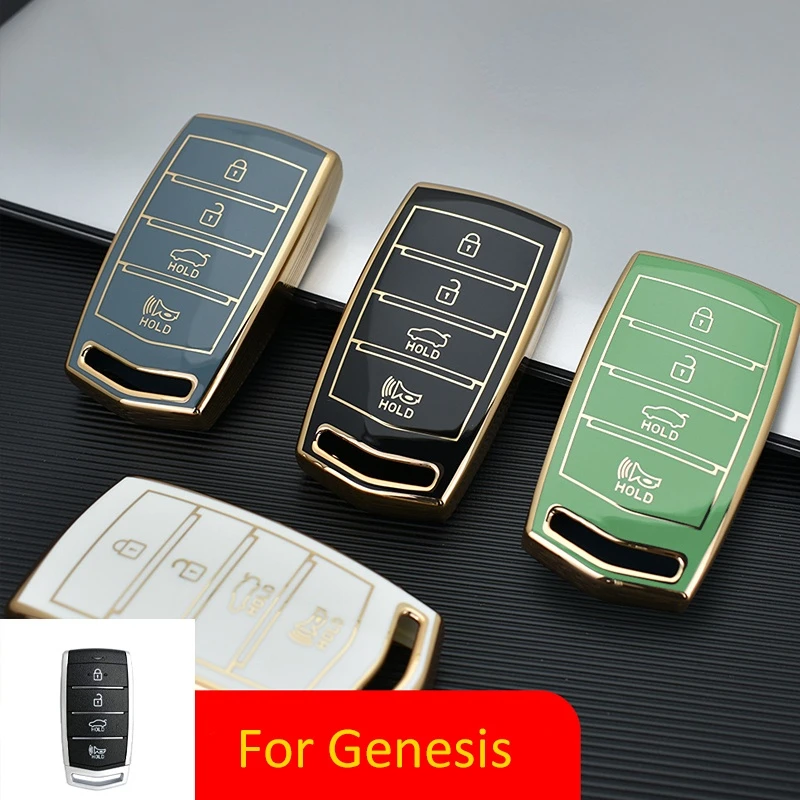 

4 кнопки, мягкий ТПУ чехол для автомобильного ключа, брелок для HYUNDAI Genesis G70 G80 EQ900 G90, умный чехол для ключа с дистанционным управлением