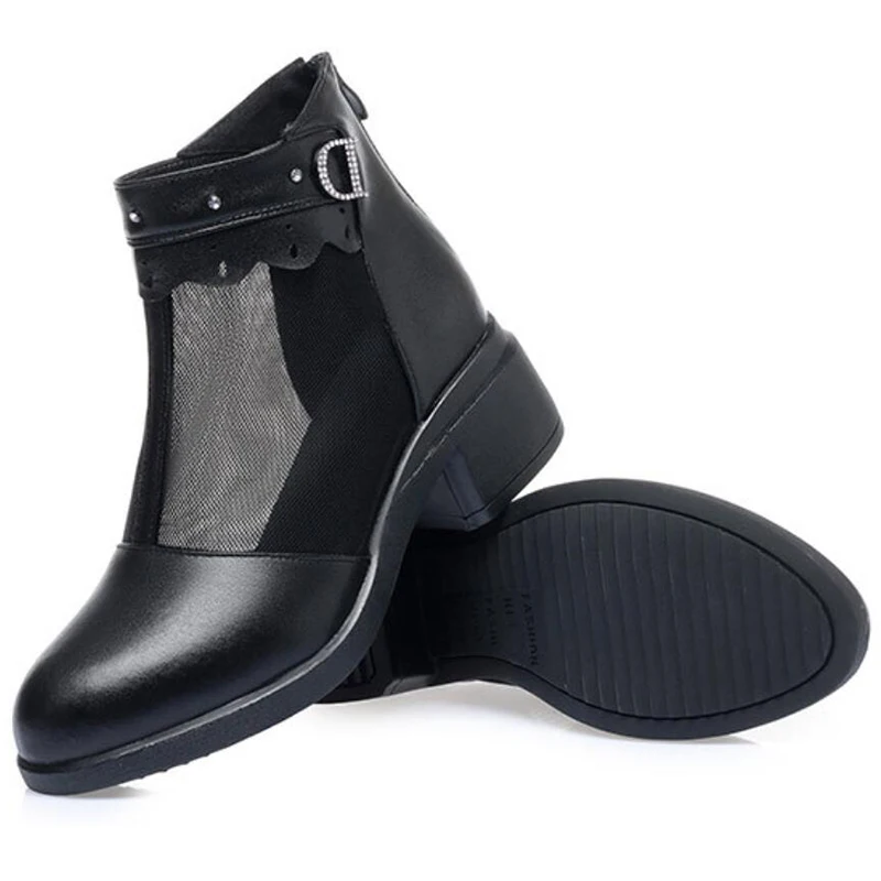 Женские ботильоны из органзы летние дышащие ботинки натуральной кожи в римском